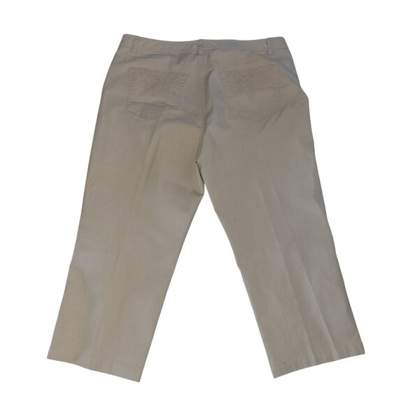 Axcess Beige Stretch Cotton Blend Womens Cropped Pants With Lace Back Pockets Si - Picture 4 of 6